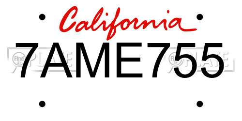 7AME755 California License Plate