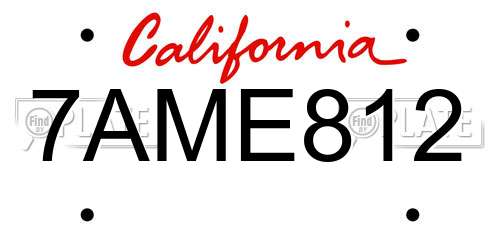 7AME812 California License Plate