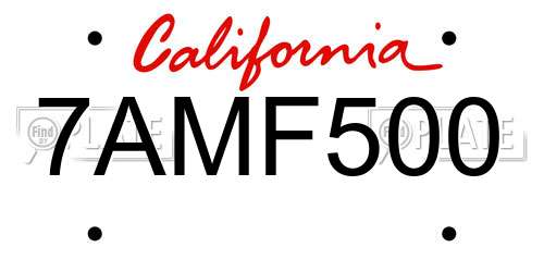 7AMF500 California License Plate