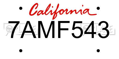 7AMF543 California License Plate