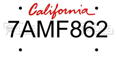 7AMF862 California License Plate