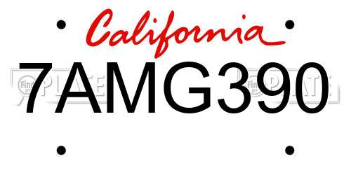7AMG390 California License Plate