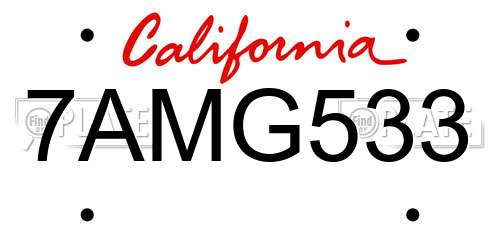 7AMG533 California License Plate