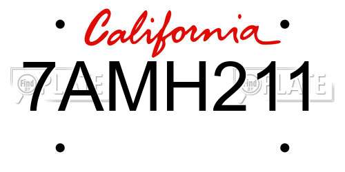 7AMH211 California License Plate
