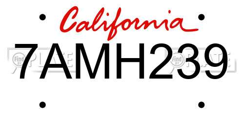 7AMH239 California License Plate