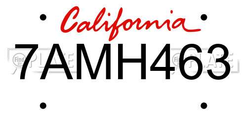 7AMH463 California License Plate