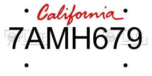 7AMH679 California License Plate