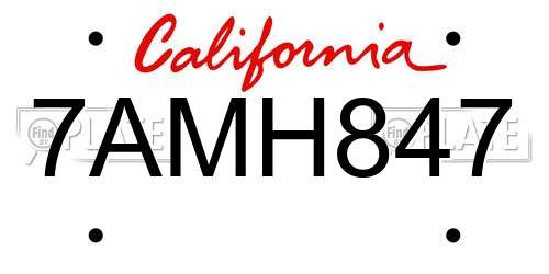 7AMH847 California License Plate
