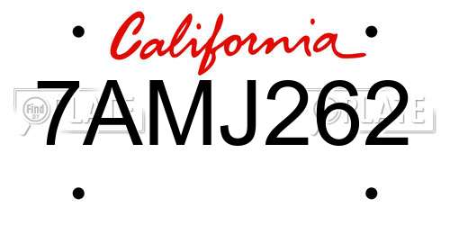7AMJ262 California License Plate