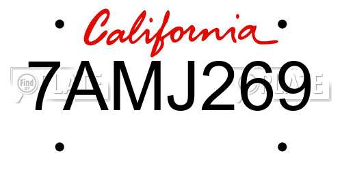7AMJ269 California License Plate