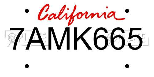 7AMK665 California License Plate