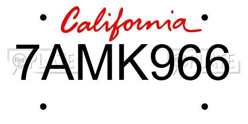 7AMK966 California License Plate