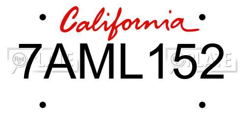 7AML152 California License Plate