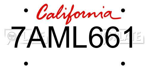 7AML661 California License Plate