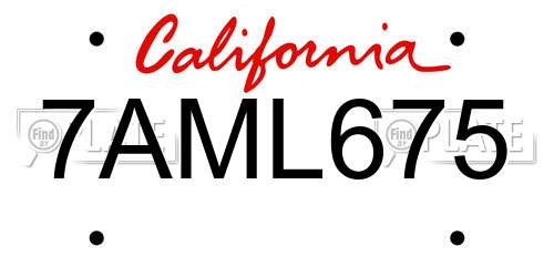 7AML675 California License Plate