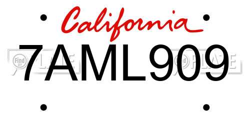 7AML909 California License Plate