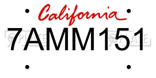 7AMM151 California License Plate
