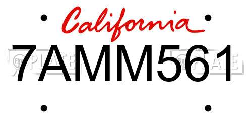 7AMM561 California License Plate