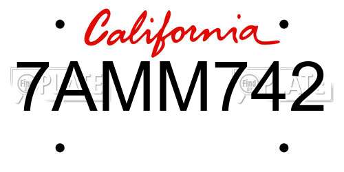 7AMM742 California License Plate