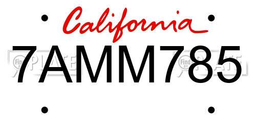 7AMM785 California License Plate