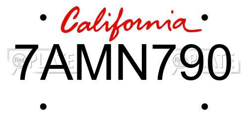 7AMN790 California License Plate