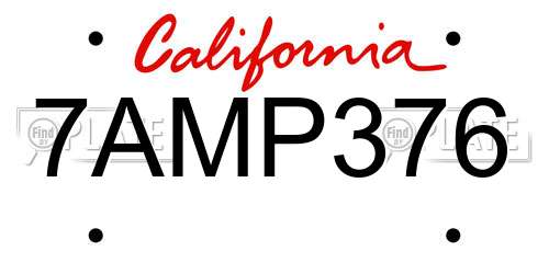 7AMP376 California License Plate