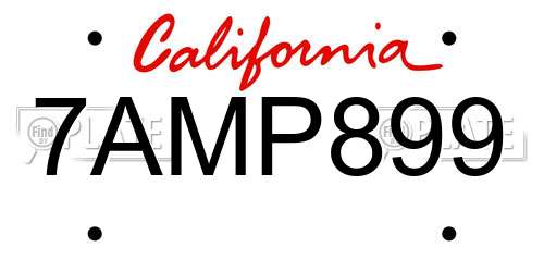 7AMP899 California License Plate
