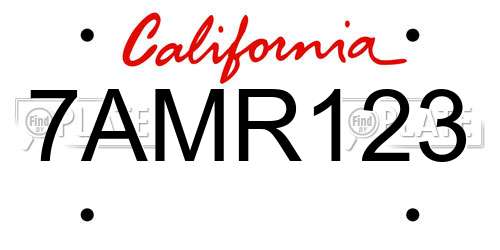 7AMR123 California License Plate