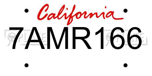 7AMR166 California License Plate