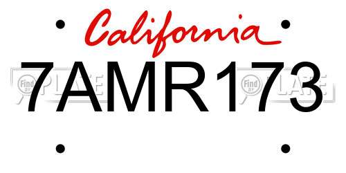 7AMR173 California License Plate