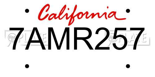 7AMR257 California License Plate