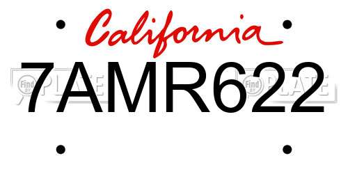 7AMR622 California License Plate