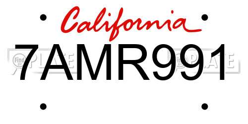 7AMR991 California License Plate