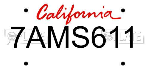 7AMS611 California License Plate