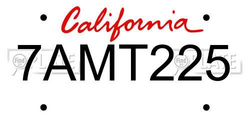 7AMT225 California License Plate