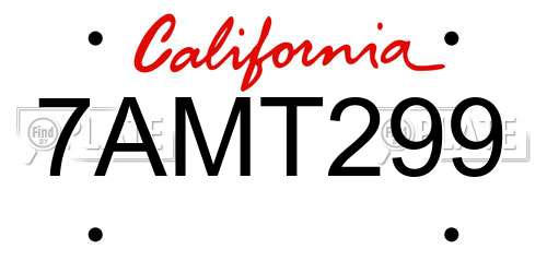 7AMT299 California License Plate