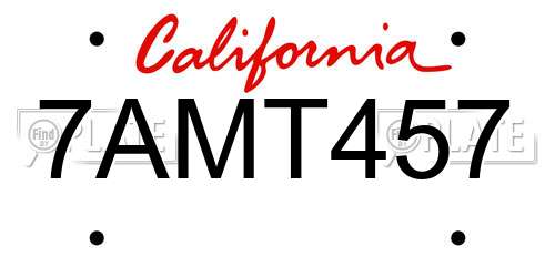 7AMT457 California License Plate