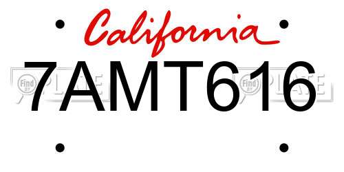 7AMT616 California License Plate