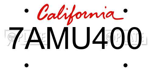 7AMU400 California License Plate