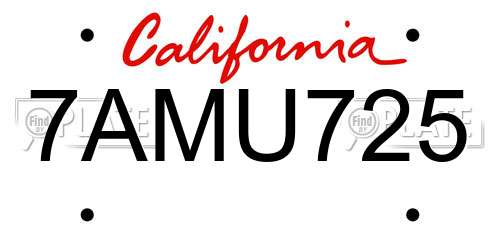 7AMU725 California License Plate