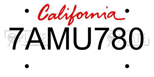 7AMU780 California License Plate