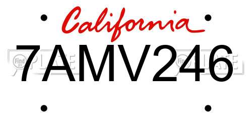 7AMV246 California License Plate