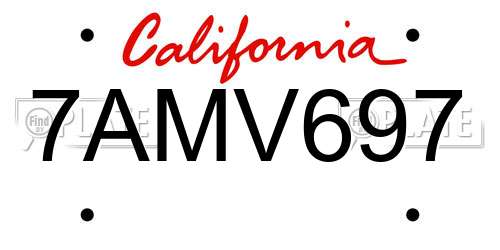 7AMV697 California License Plate