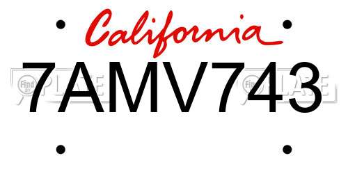 7AMV743 California License Plate