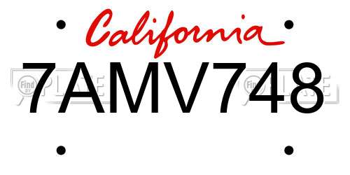 7AMV748 California License Plate
