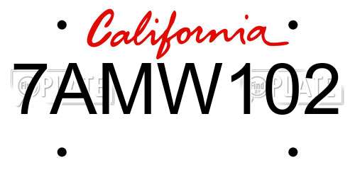 7AMW102 California License Plate