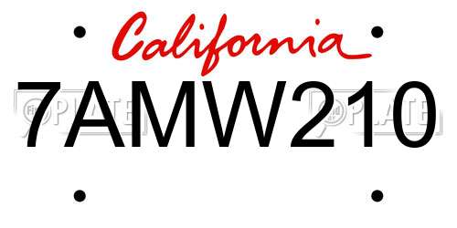 7AMW210 California License Plate