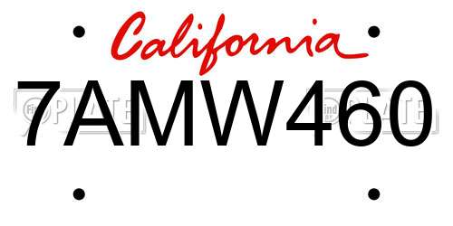 7AMW460 California License Plate