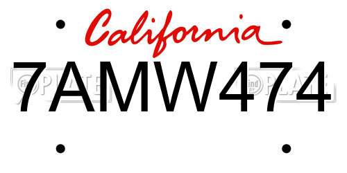 7AMW474 California License Plate