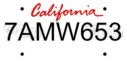 7AMW653 California License Plate